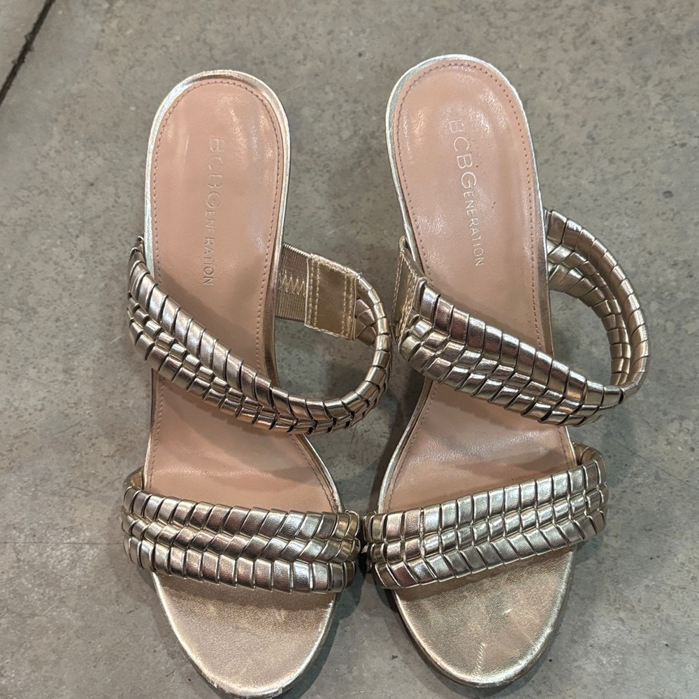 BCBGeneration Metallic Gold Heeled Sandals